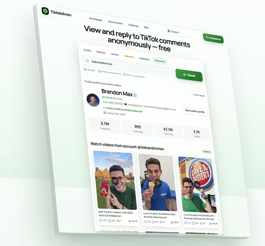 View TikTok comments anonymously for free